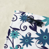 Serviette De Plage Modèle Floral Bleu Personnalisé (En situation)