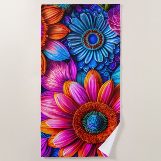 Serviette De Plage Modèle floral en style boho (Devant)