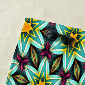 Serviette De Plage Modèle Floral Étoiles Vertes (En situation)
