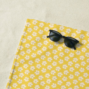 Serviette De Plage Modèle Floral Hors Blanc Jaune Clair