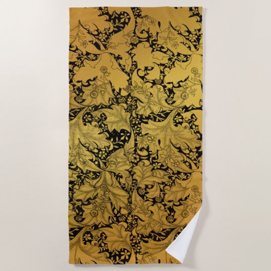 Serviette De Plage Modèle Floral Or Fleur orientale (Devant)