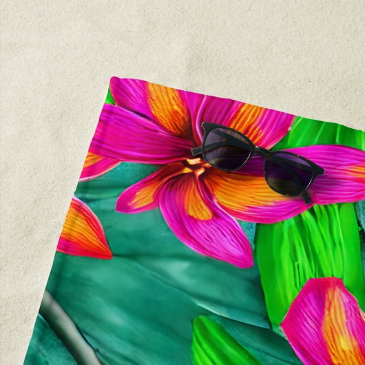 Serviette De Plage Modèle floral Paradis tropical (En situation)
