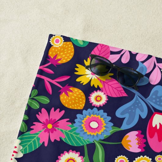 Serviette De Plage Modèle floral peint à la main exotique-48330 (En situation)