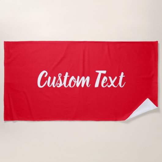 Serviette De Plage Modèle texte de script blanc et rouge clair simple (Devant)