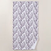 Serviette De Plage Modern Boho Floral Pattern Plum White (Devant)