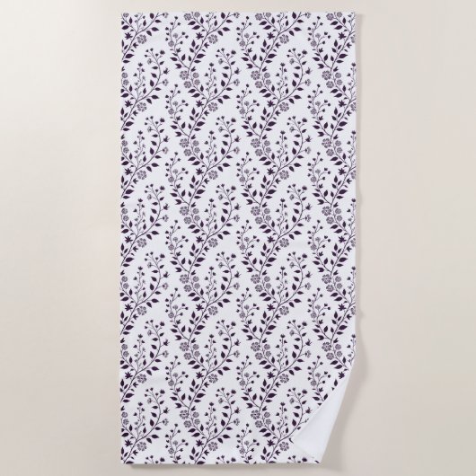 Serviette De Plage Modern Boho Floral Pattern Plum White (Devant)