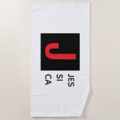 Serviette De Plage Modern Elegant Plain Professional Name Monogram (Devant)