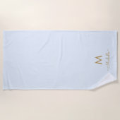 Serviette De Plage Modern Light Dusty Blue Gold Script Monogram (Devant)