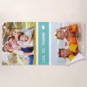 Serviette De Plage Modern Love You Grand-mère Photos Turquoise (Devant)