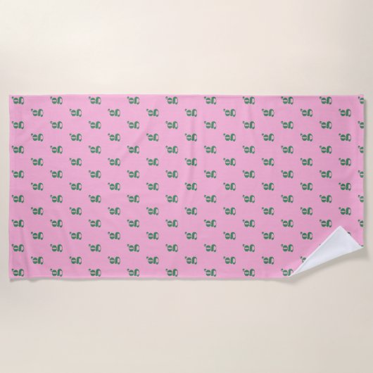 Serviette De Plage Modern Monogram Initial Letter Pink Green Pattern (Devant)