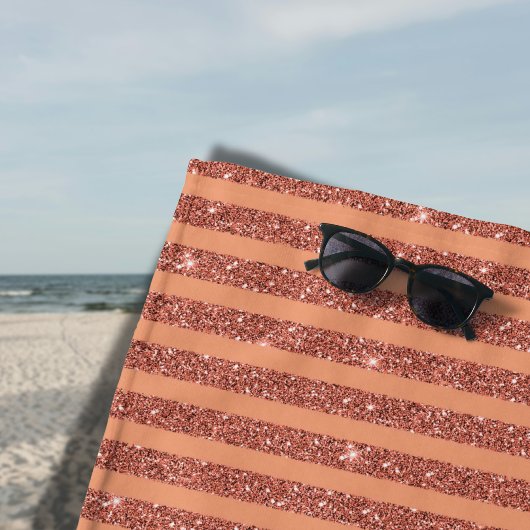 Serviette De Plage Modern Orange Mango Glitter Style Vertical Stripes