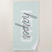 Serviette De Plage Modern Pastel Mint Bonjour Et Vous Nom (Devant)