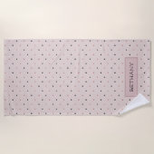 Serviette De Plage Modern Rose Gold and Black Dots Personalised (Devant)