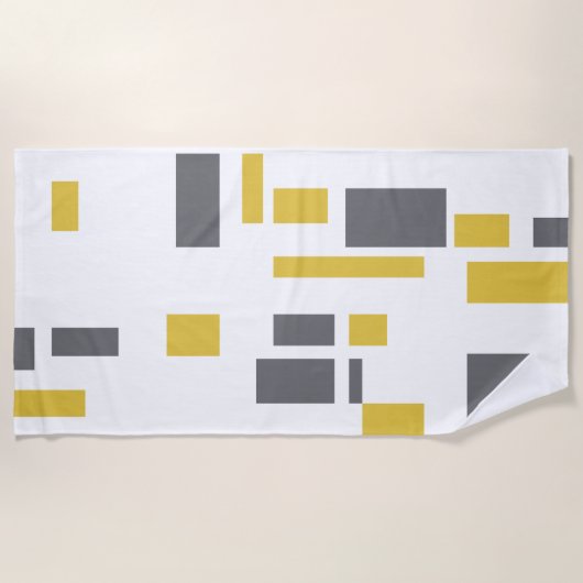 Serviette De Plage Modern, simple, cool geometric yellow gray pattern (Devant)