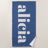 Serviette De Plage Modern Typography Personalized Name Summer Blue (Devant)