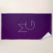 Serviette De Plage Moderne 2 Initiales | Ombre Subtile Violet Foncé (Devant)