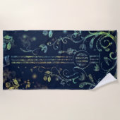 Serviette de plage moderne avec guitare à fleurs (Devant)