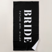 Serviette De Plage Moderne Black Bachelorette Futur Mme Bride (Devant)