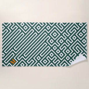 Serviette de plage moderne blanche verte pour cade