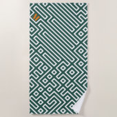 Serviette de plage moderne blanche verte pour cade (Devant)