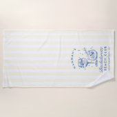 Serviette de plage moderne bleue et jaune pour ent (Devant)