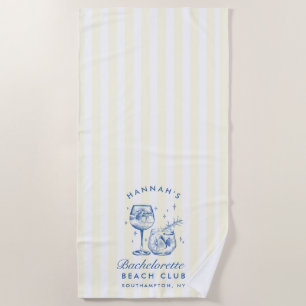 Serviette de plage moderne bleue et jaune pour ent