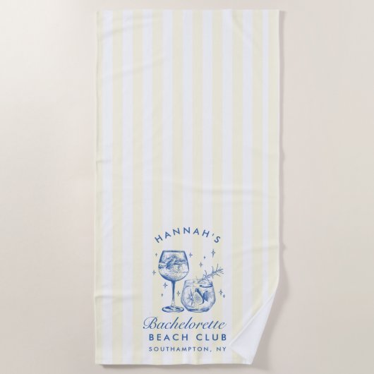 Serviette de plage moderne bleue et jaune pour ent (Devant)