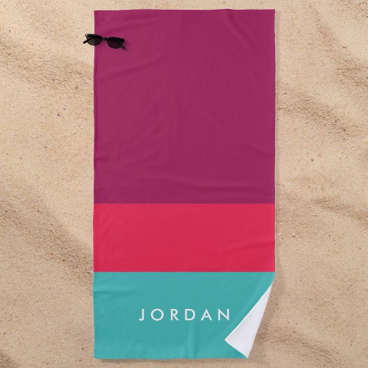 Serviette De Plage Moderne Bloque de Couleurs Rose Turquoise Violet d