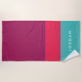 Serviette De Plage Moderne Bloque de Couleurs Rose Turquoise Violet d (Devant)