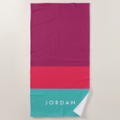 Serviette De Plage Moderne Bloque de Couleurs Rose Turquoise Violet d (Devant)