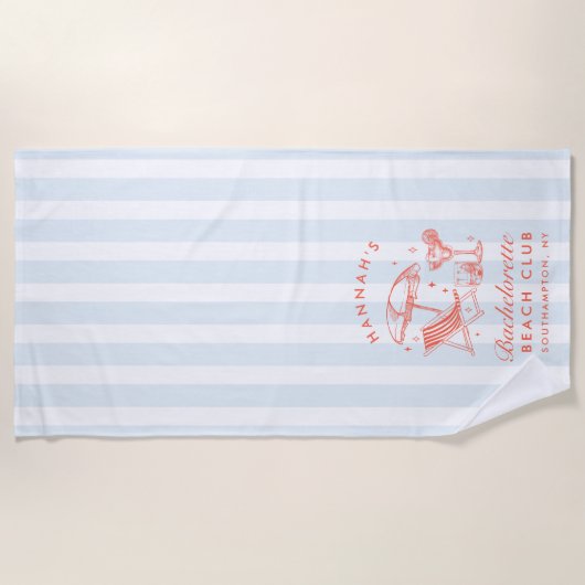 Serviette de plage moderne Blue Bachelorette Party (Devant)