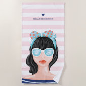 Serviette De Plage Moderne branché California Beach Beauté Babe (Devant)