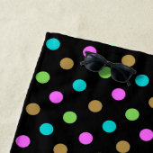 Serviette De Plage Moderne Chic Points Personnalisés Noir & Or (En situation)