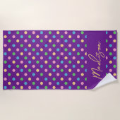 Serviette De Plage Moderne Chic Points Personnalisés Violet (Devant)
