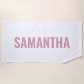 Serviette De Plage Moderne Chic Rose & Blanc  (Devant)