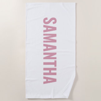 Serviette De Plage Moderne Chic Rose & Blanc