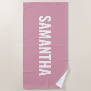 Serviette De Plage Moderne Chic Rose & Blanc
