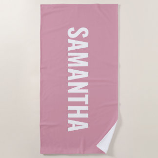 Serviette De Plage Moderne Chic Rose & Blanc