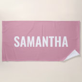 Serviette De Plage Moderne Chic Rose et Blanc (Devant)
