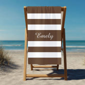 Serviette De Plage Moderne Élégant Brown Et Blanc Grandes Motif