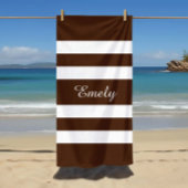 Serviette De Plage Moderne Élégant Brown Et Blanc Grandes Motif
