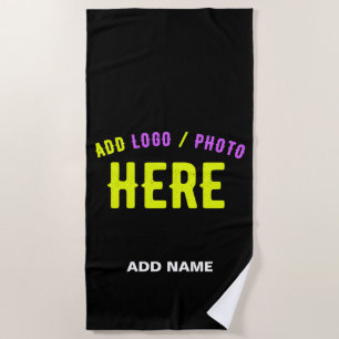 SERVIETTE DE PLAGE MODERNE ET MODERNE PERSONNALISABLE NOIR VÉRIFIÉ