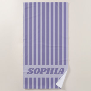Serviette De Plage Moderne Été Violet Rayé Personnalisé