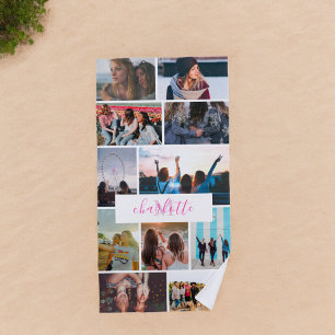 Serviette De Plage Moderne fun cool 11 photo montage grille son monog