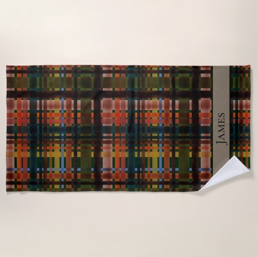 Serviette De Plage Moderne Madras milieu du siècle sur mesure (Devant)