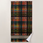 Serviette De Plage Moderne Madras milieu du siècle sur mesure (Devant)