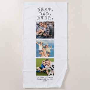 Serviette De Plage Moderne MEILLEUR PÈRE JAMAIS 3 Photos Personnalisé