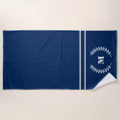 Serviette De Plage Moderne minimaliste Monogramme bleu marine (Devant)