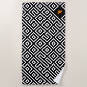 Serviette de plage moderne noir et blanc pour cade (Devant)