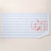 Serviette de plage moderne orange et bleu pour ent (Devant)